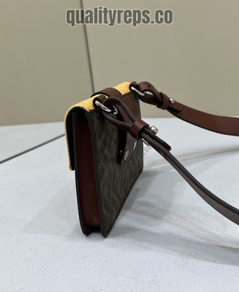 Baguette Pouch Brown Fabric Bag Quality Reps FB031