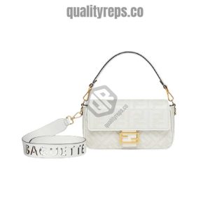 Baguette White FF Canvas Bag FB023 Quality Reps