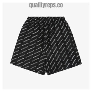 Balenciaga Allover Diagonal Logo Shorts Black White Quality Reps
