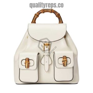 Bamboo Backpack White Leather GB048 Quality Reps