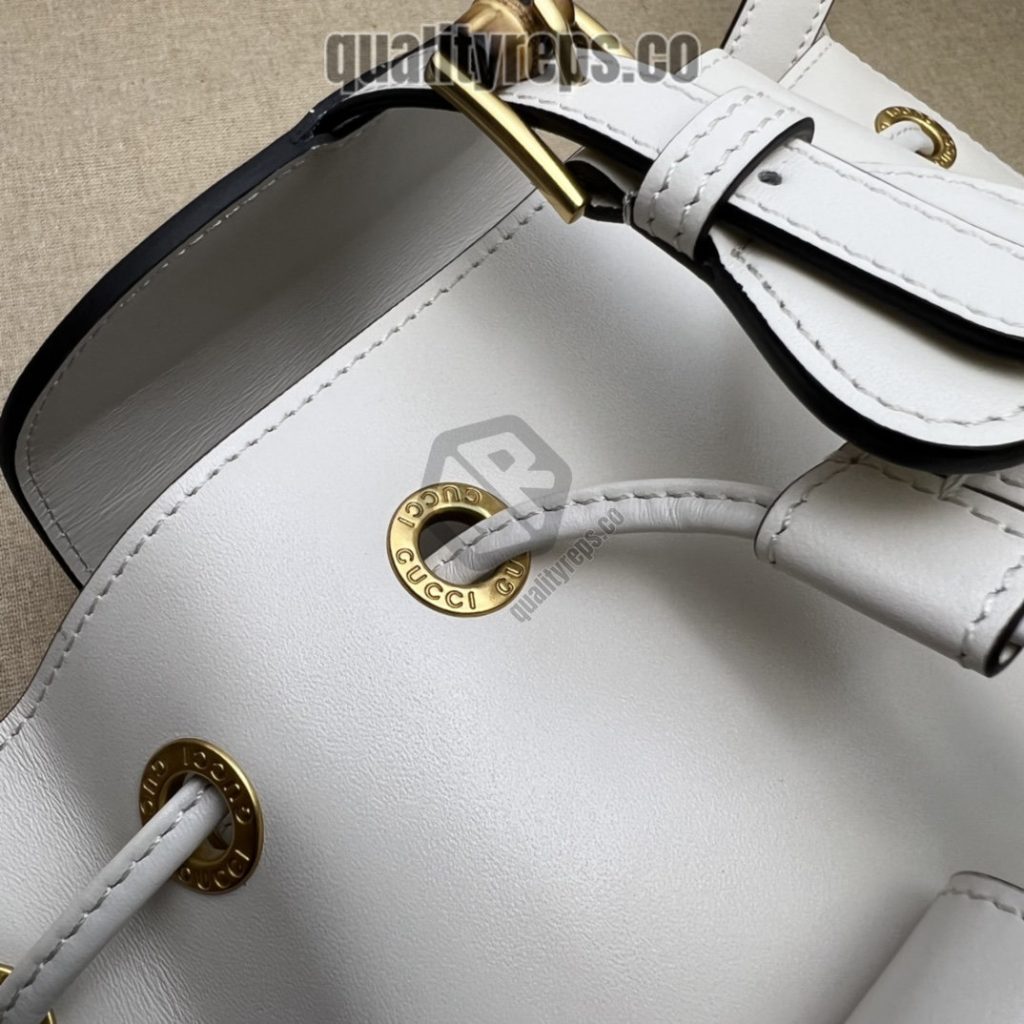 Bamboo Backpack White Leather GB048 Quality Reps