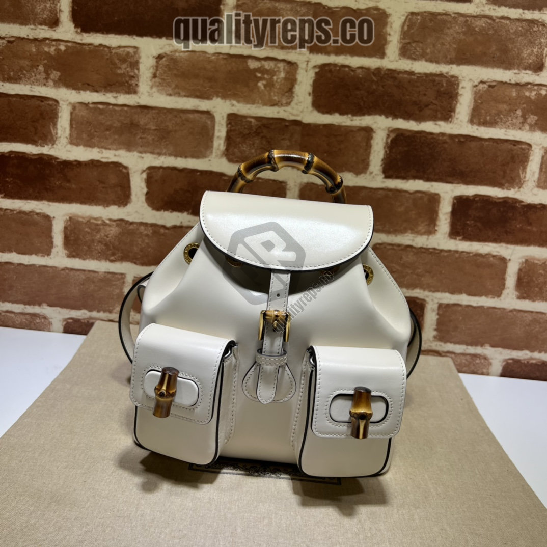 Bamboo Backpack White Leather GB048 Quality Reps - Image 2