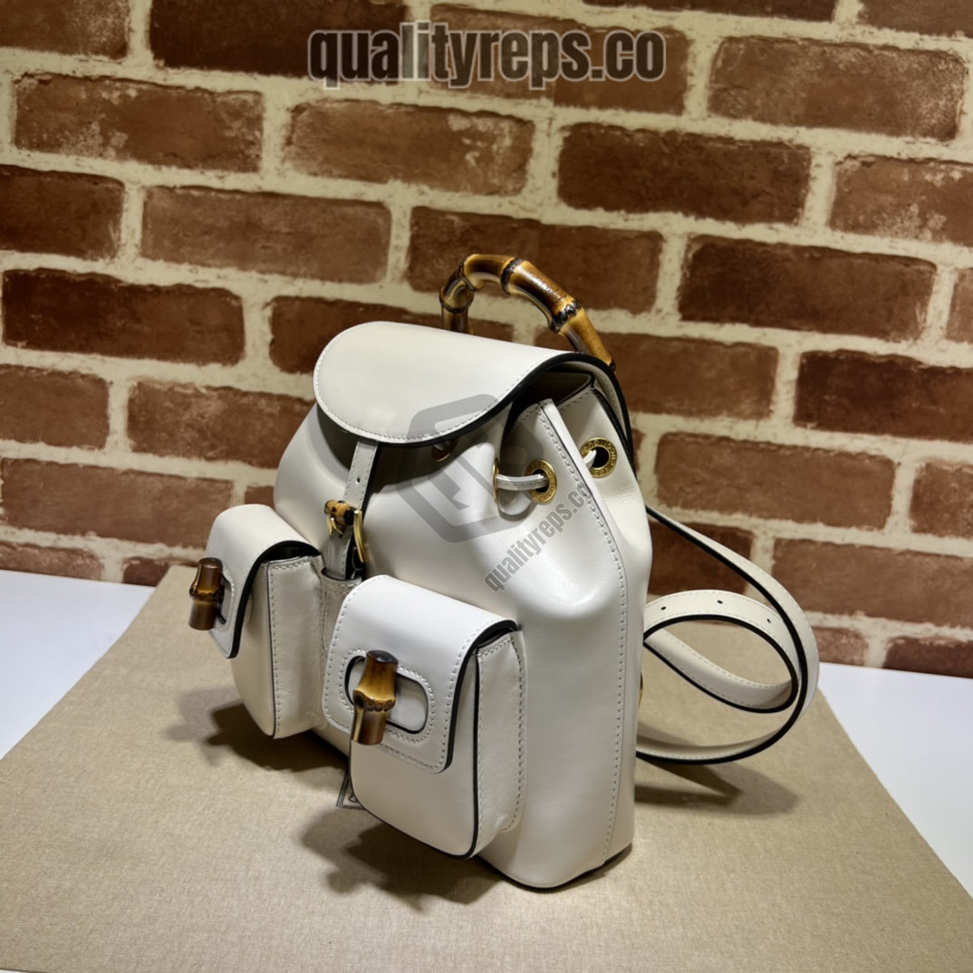 Bamboo Backpack White Leather GB048 Quality Reps - Image 3