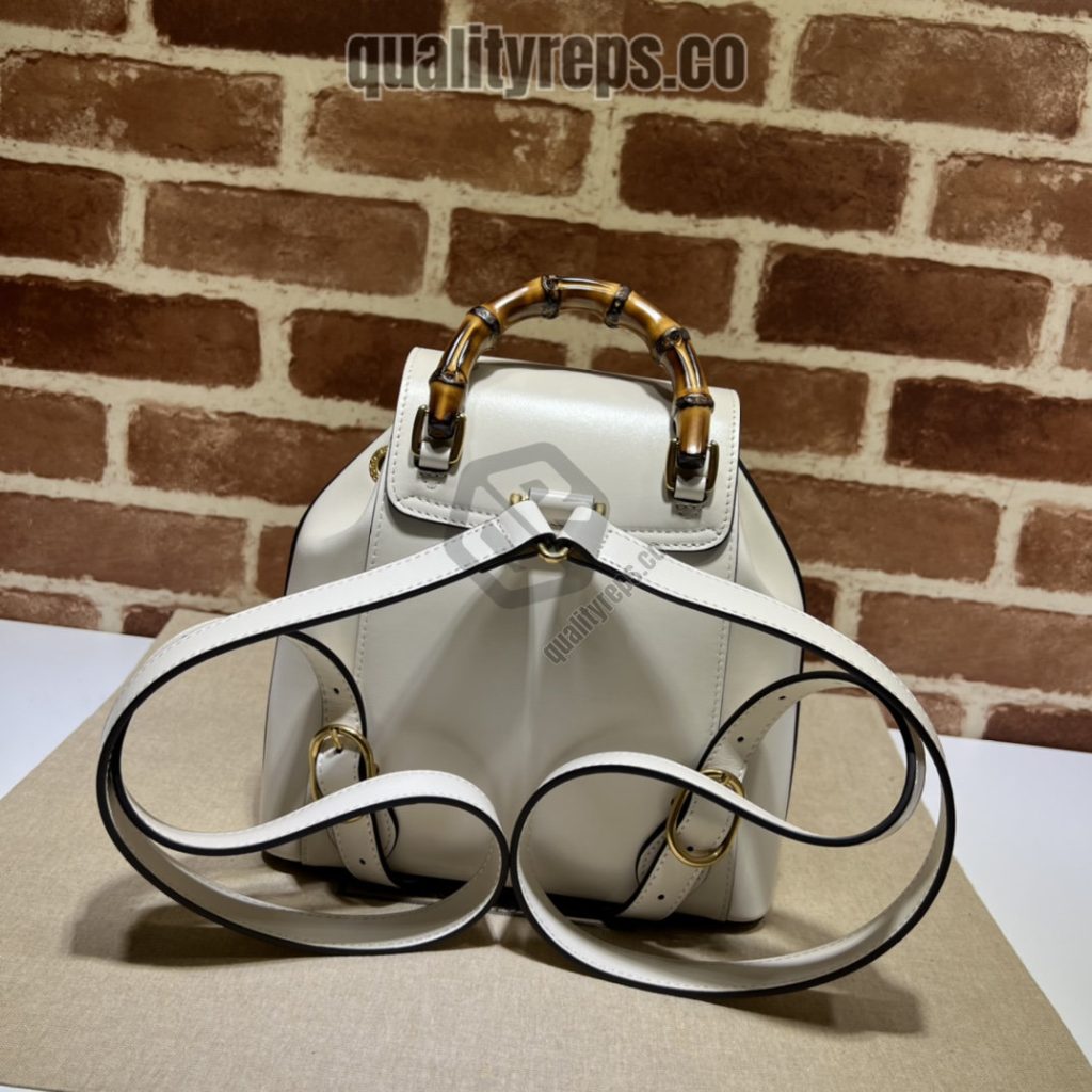 Bamboo Backpack White Leather GB048 Quality Reps