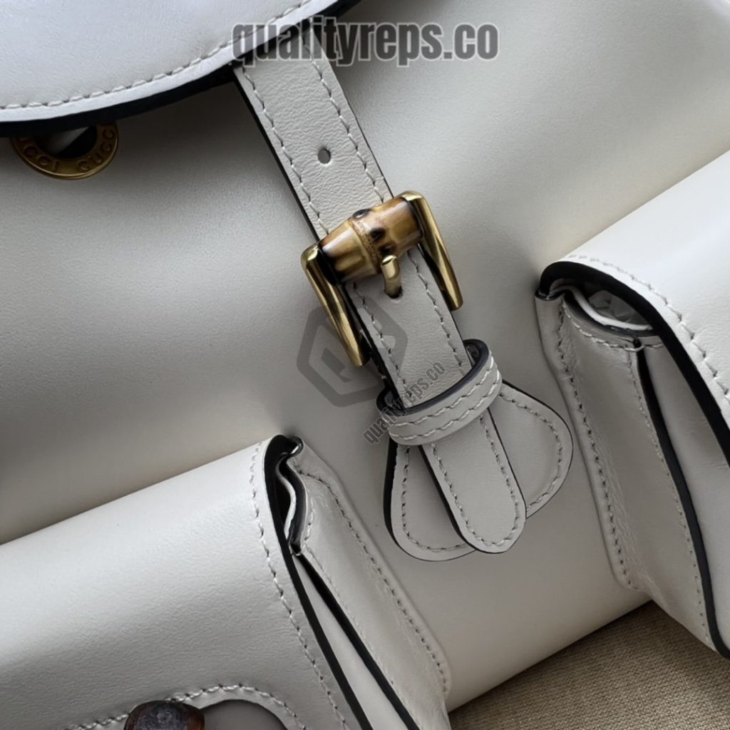 Bamboo Backpack White Leather GB048 Quality Reps