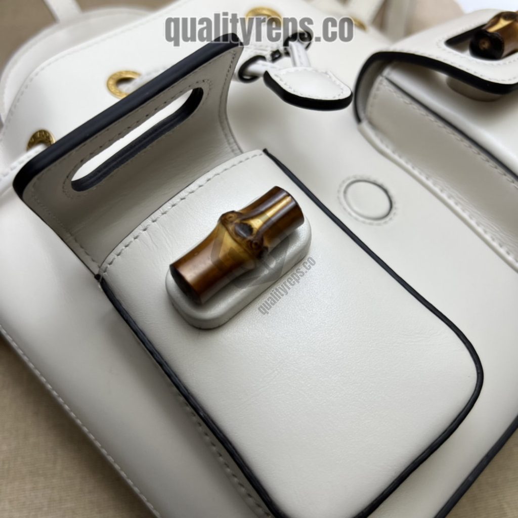 Bamboo Backpack White Leather GB048 Quality Reps