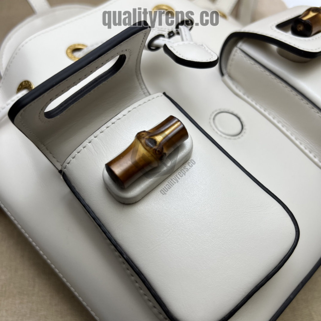 Bamboo Backpack White Leather GB048 Quality Reps - Image 7