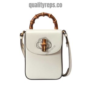 Bamboo Mini Handbag White Leather GB045 Quality Reps