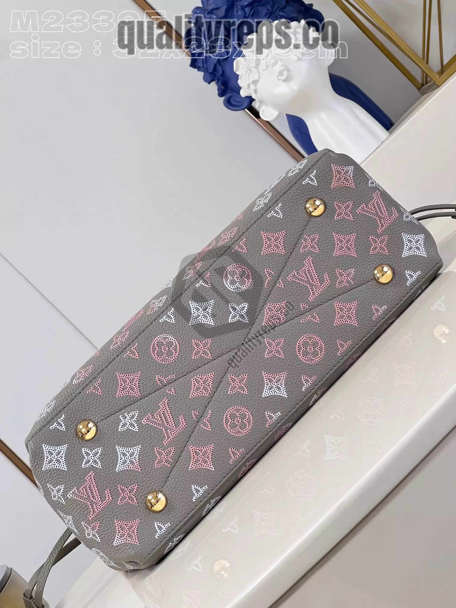 Bella Tote Gray Mahina Calfskin Quality Reps - Image 9