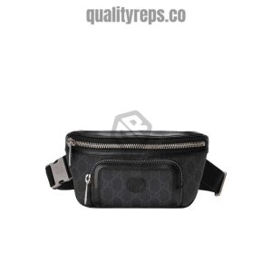 Belt Bag with Interlocking G Black Leather Details GB145 Quality Reps