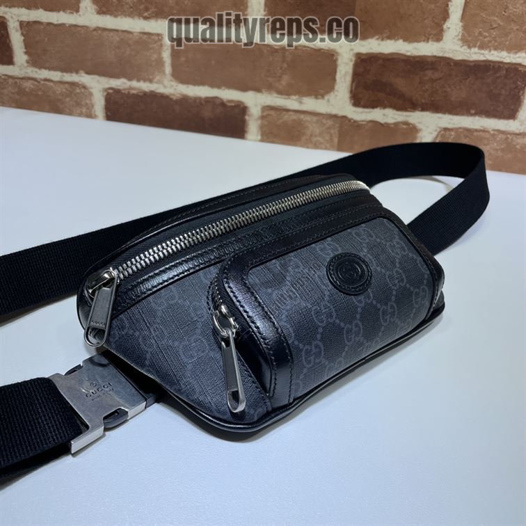 Belt Bag with Interlocking G Black Leather Details GB145 Quality Reps - Image 4