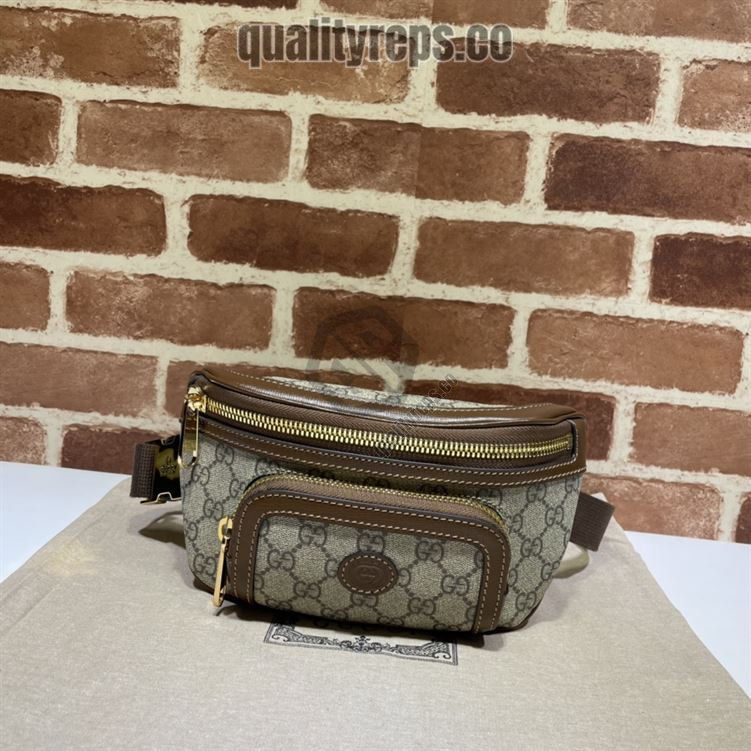 Belt Bag with Interlocking G Brown Leather Details GB144 Quality Reps - Image 2