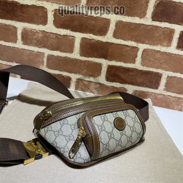 Belt Bag with Interlocking G Brown Leather Details GB144 Quality Reps - Image 3