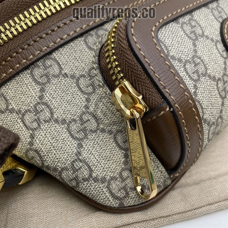 Belt Bag with Interlocking G Brown Leather Details GB144 Quality Reps - Image 9