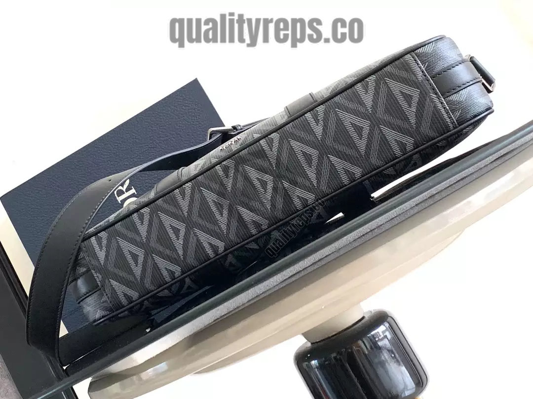 Briefcase Black CD Diamond Canvas and Black Grained Calfskin Quality Reps - Image 4
