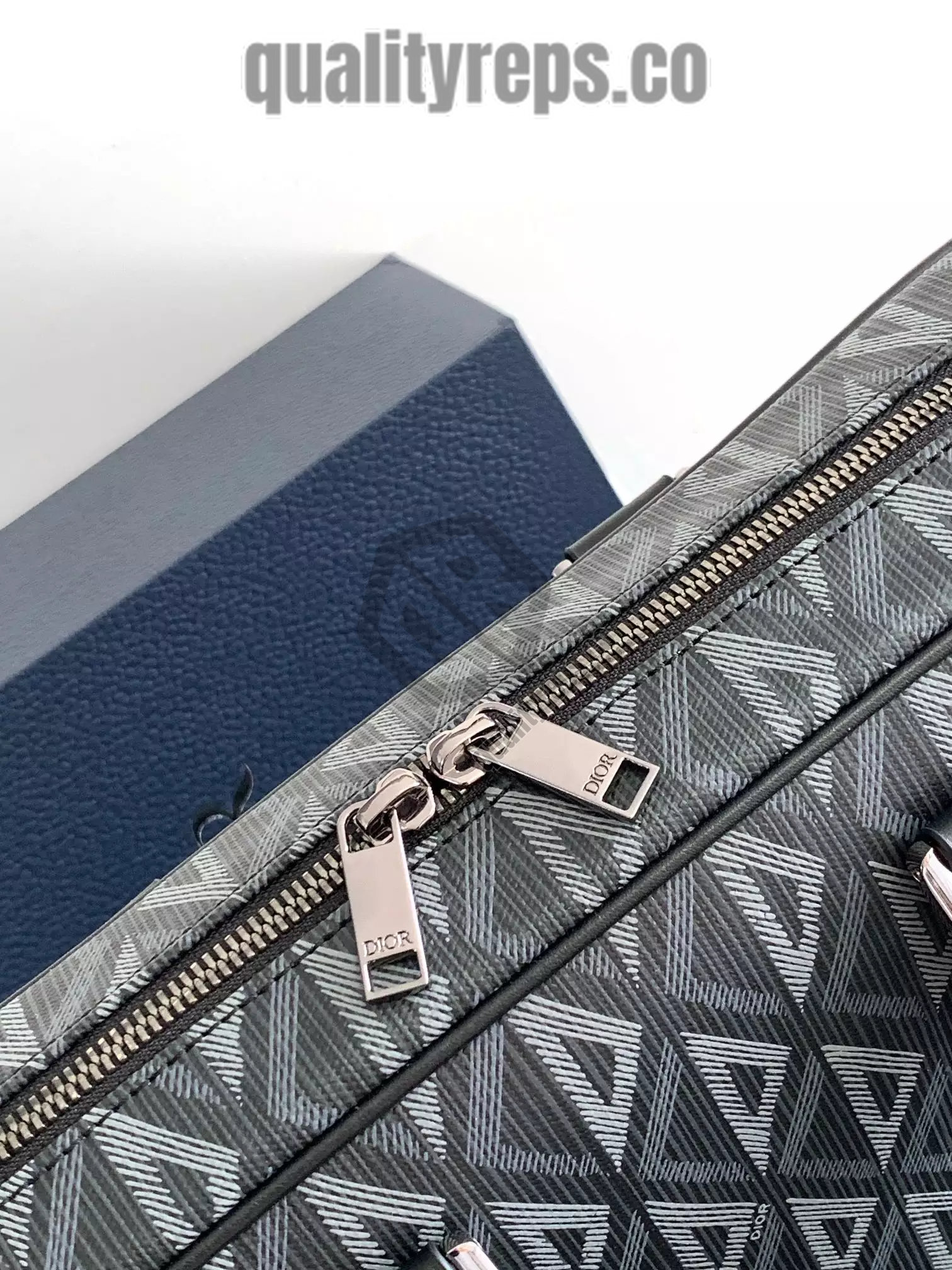 Briefcase Black CD Diamond Canvas and Black Grained Calfskin Quality Reps - Image 6