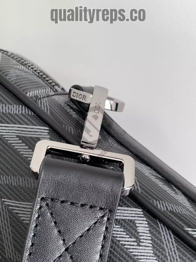 Briefcase Black CD Diamond Canvas and Black Grained Calfskin Quality Reps