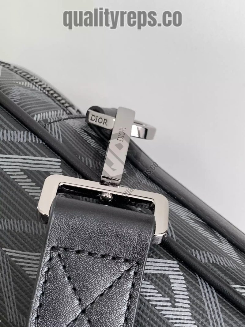 Briefcase Black CD Diamond Canvas and Black Grained Calfskin Quality Reps - Image 7