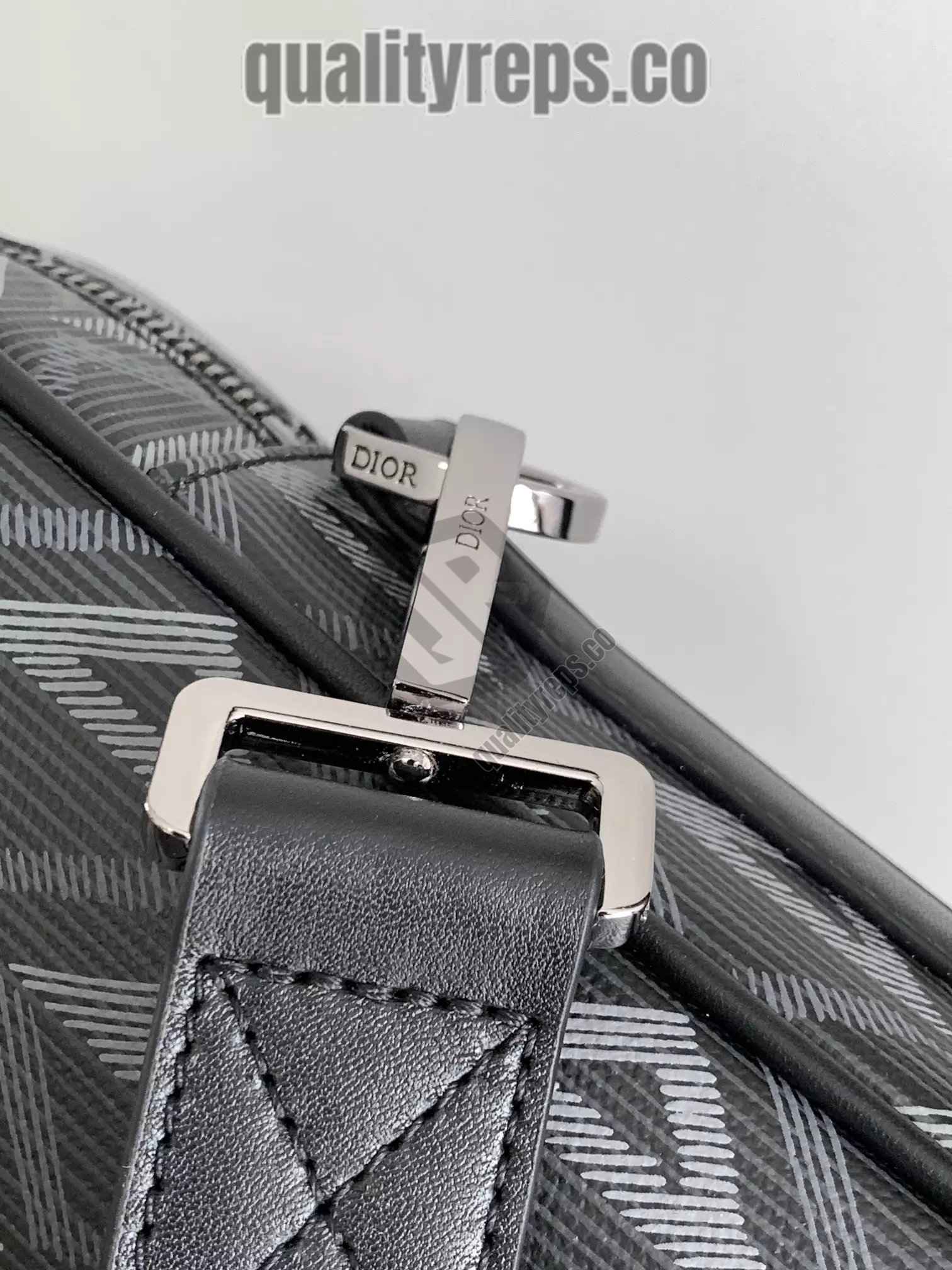 Briefcase Black CD Diamond Canvas and Black Grained Calfskin Quality Reps - Image 7