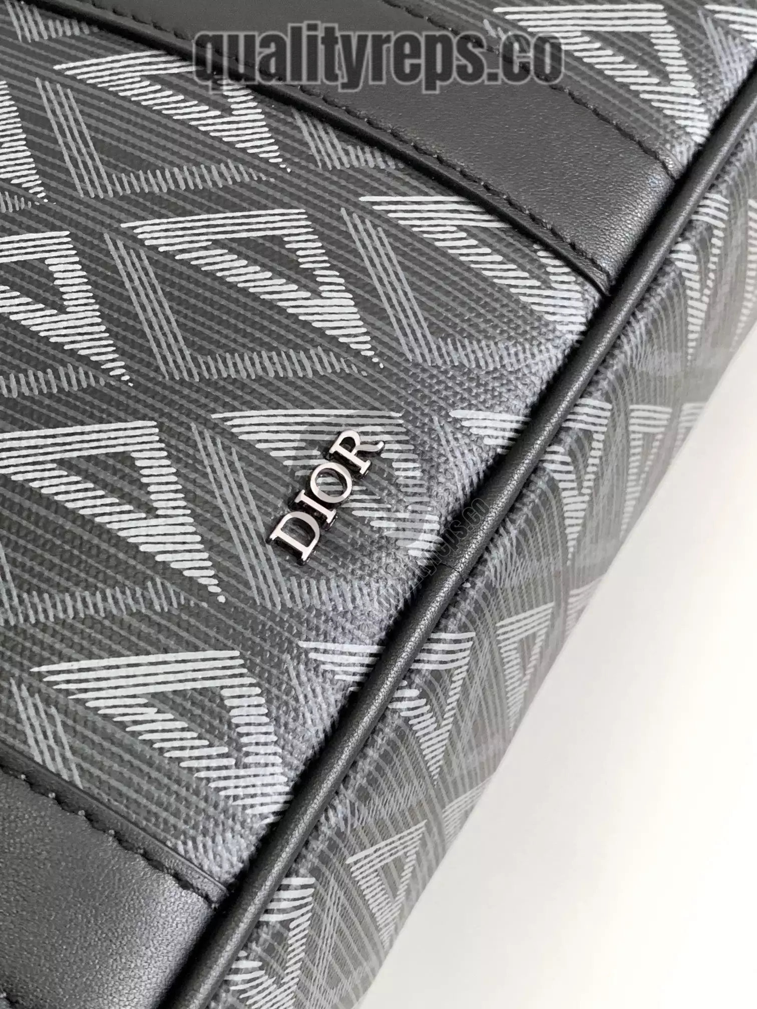 Briefcase Black CD Diamond Canvas and Black Grained Calfskin Quality Reps - Image 8