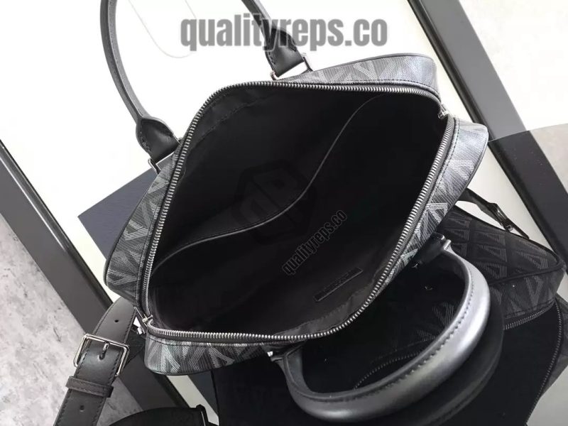 Briefcase Black CD Diamond Canvas and Black Grained Calfskin Quality Reps - Image 9