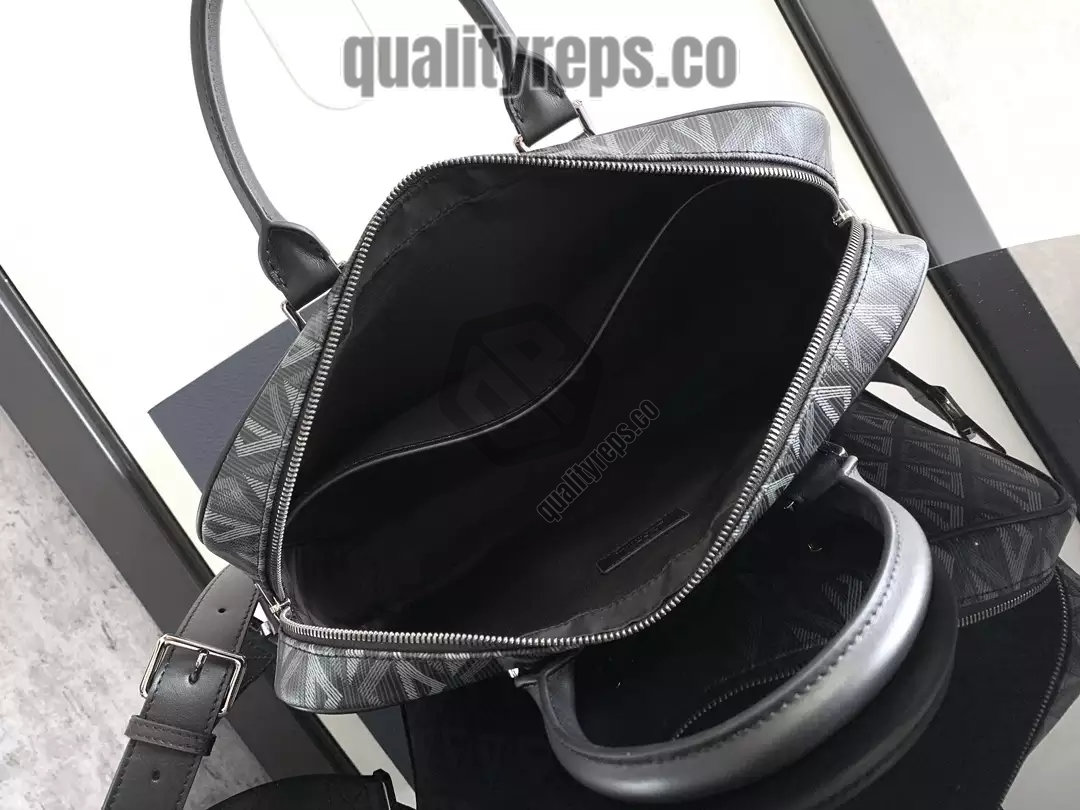 Briefcase Black CD Diamond Canvas and Black Grained Calfskin Quality Reps - Image 9