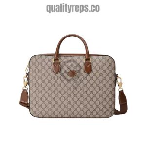 Business Case with Interlocking G Beige and Ebony Canvas GB060 Quality Reps