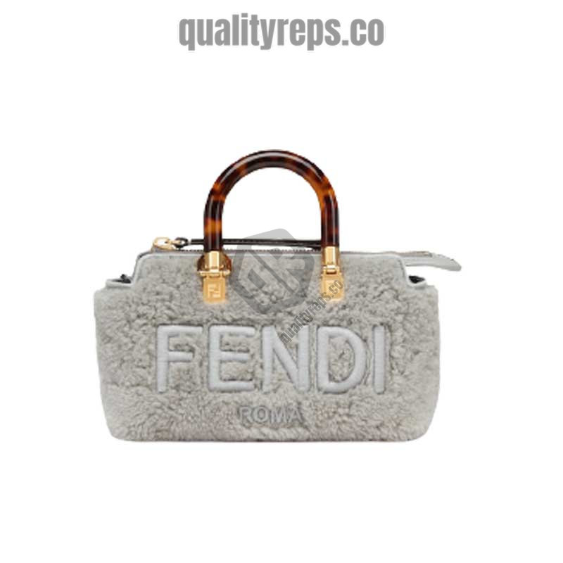 By The Way Mini Light Grey Sheepskin Small Boston Bag FB018 Quality Reps