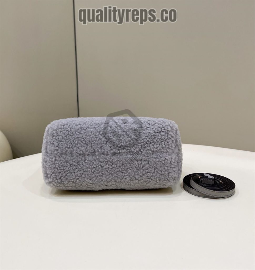 By The Way Mini Light Grey Sheepskin Small Boston Bag FB018 Quality Reps