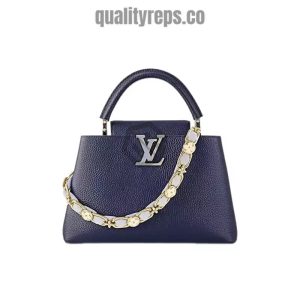 Louis Vuitton Capucines MM Blossom Chain Handbag French Blue Quality Reps
