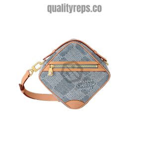 Chess Messenger Bag Blue Damier Denim 3D Cotton Canvas Quality Reps