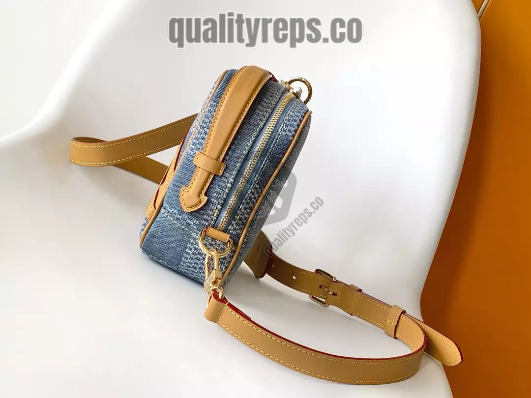 Chess Messenger Bag Blue Damier Denim 3D Cotton Canvas Quality Reps - Image 3