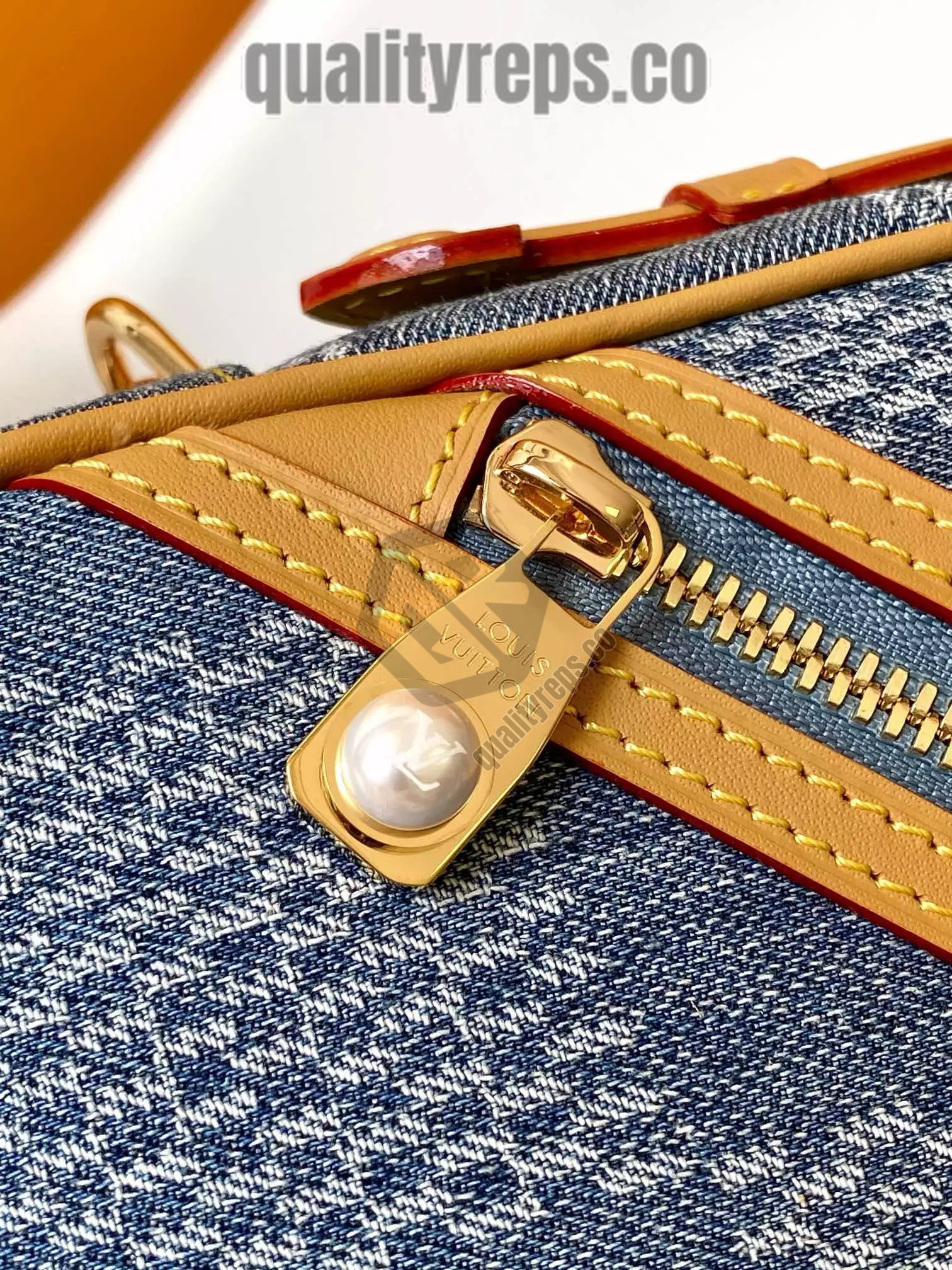 Chess Messenger Bag Blue Damier Denim 3D Cotton Canvas Quality Reps - Image 7