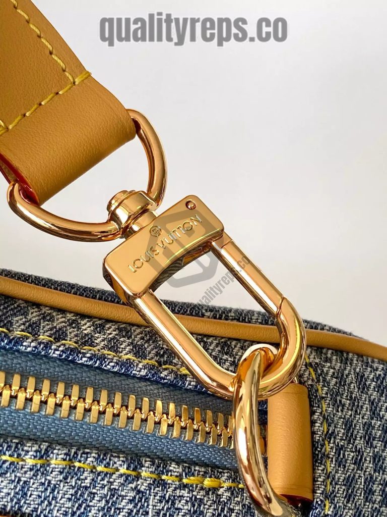 Chess Messenger Bag Blue Damier Denim 3D Cotton Canvas Quality Reps