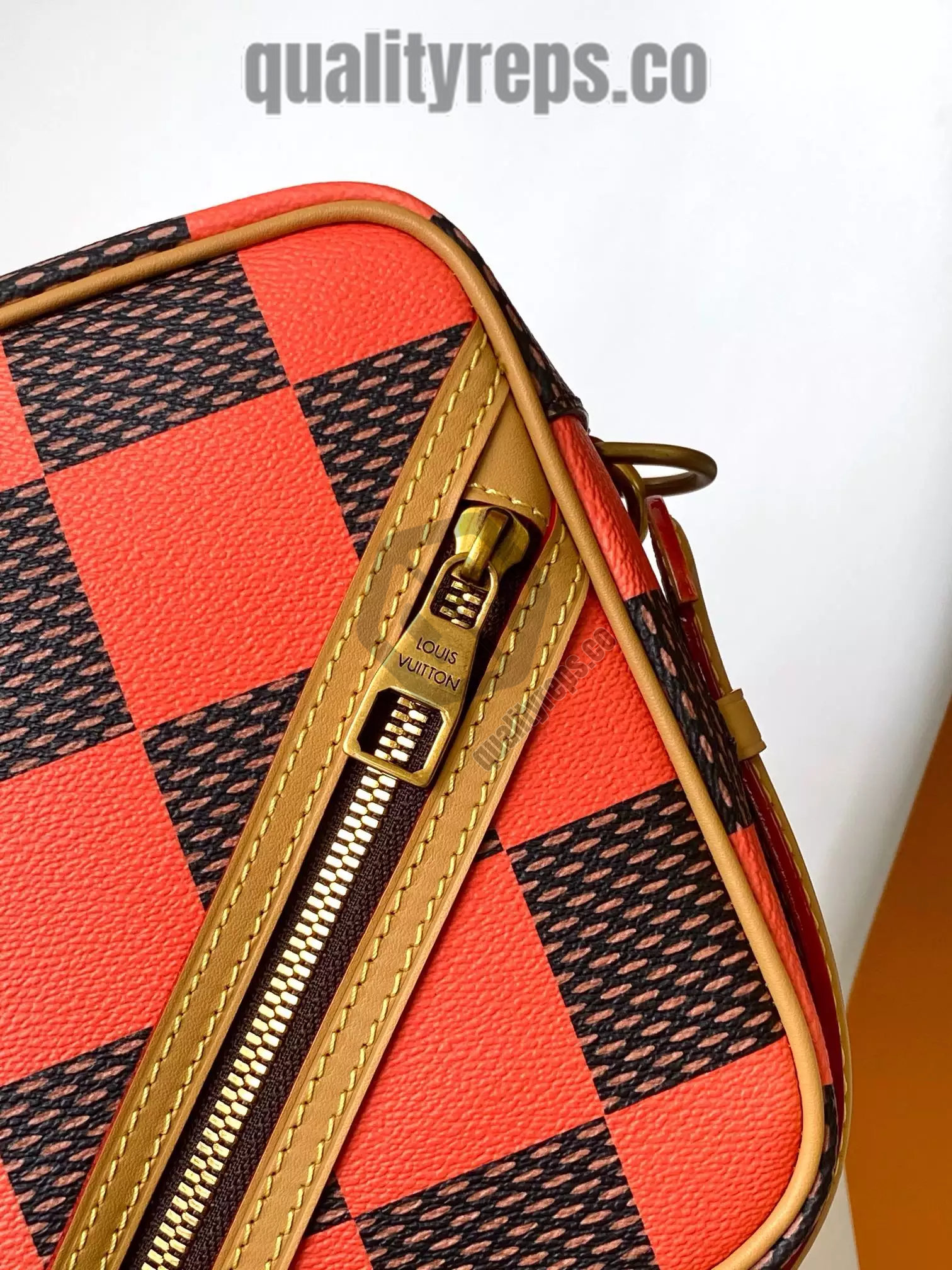 Chess Messenger Bag Orange Damier Pop Canvas Quality Reps - Image 4