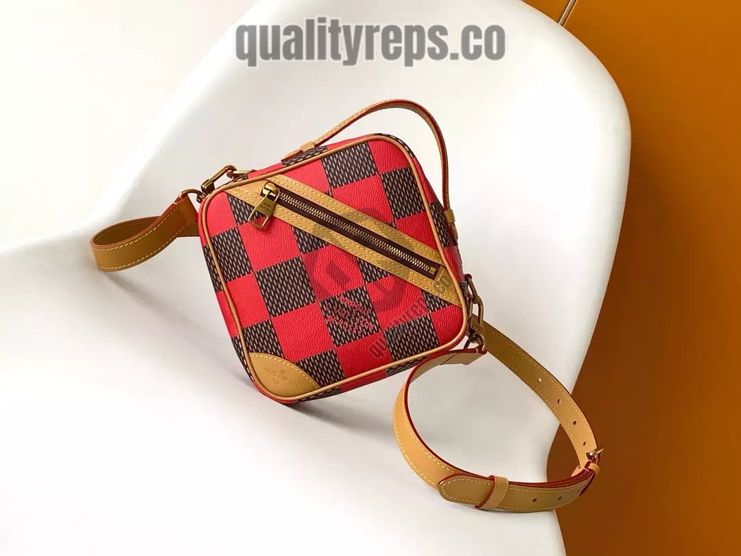 Chess Messenger Bag Red Damier Pop Canvas Quality Reps - Image 2