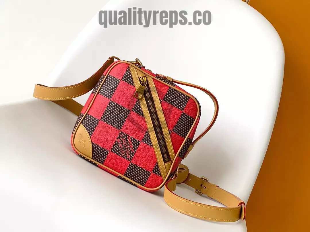 Chess Messenger Bag Red Damier Pop Canvas Quality Reps - Image 3