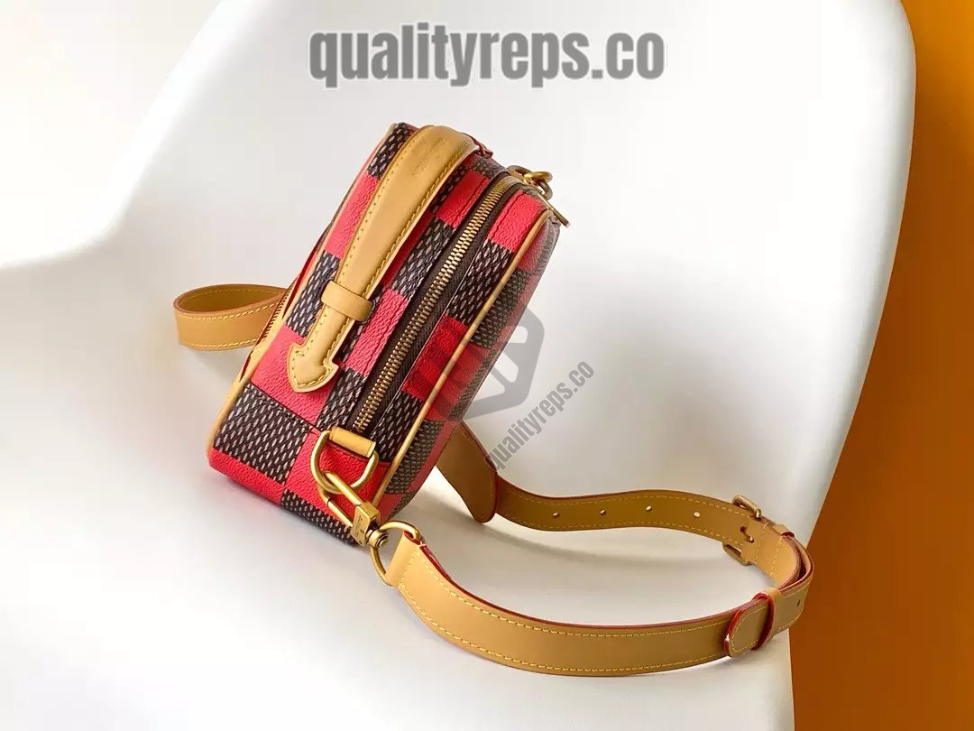 Chess Messenger Bag Red Damier Pop Canvas Quality Reps - Image 6