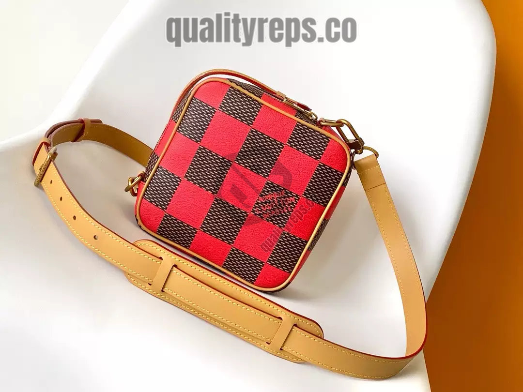 Chess Messenger Bag Red Damier Pop Canvas Quality Reps - Image 7