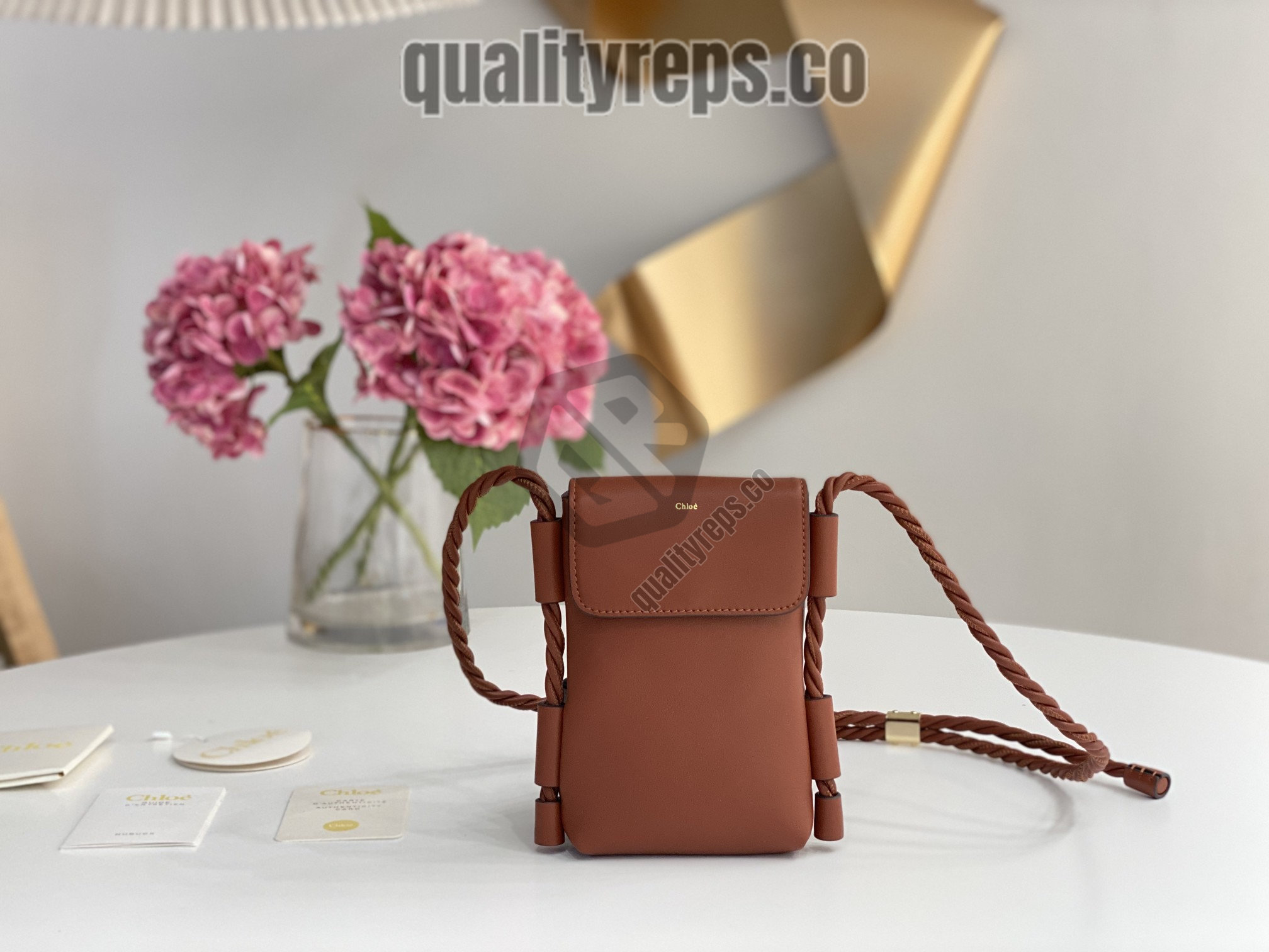 Chloé Key Phone Pouch in Brown 2