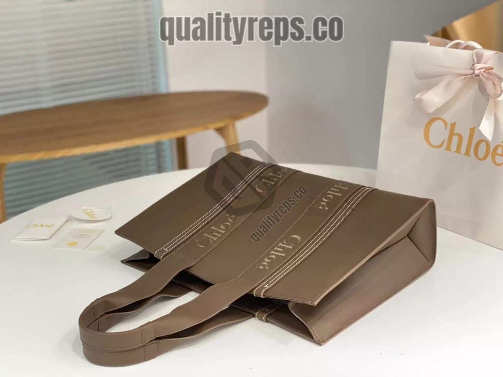 Chloé Large Woody Tote Bag Dark Nut 5
