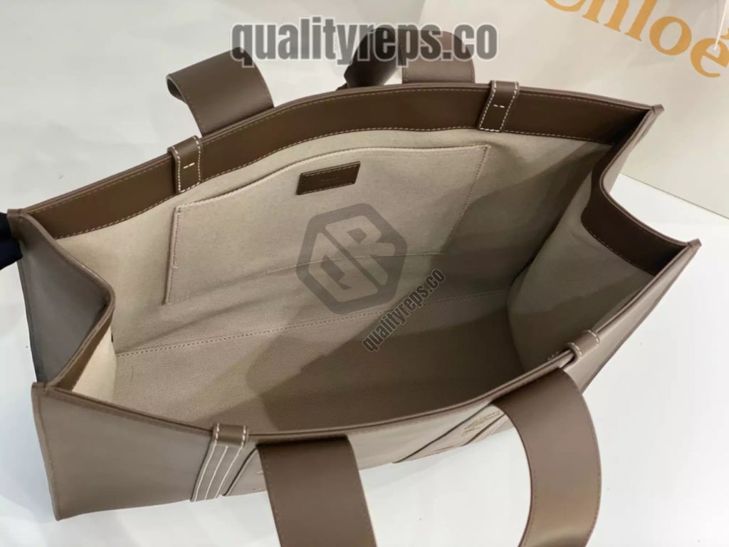 Chloé Large Woody Tote Bag Dark Nut 8