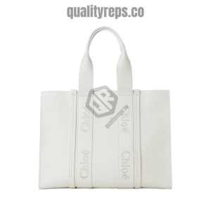 Chloé Large Woody Tote Bag White 1