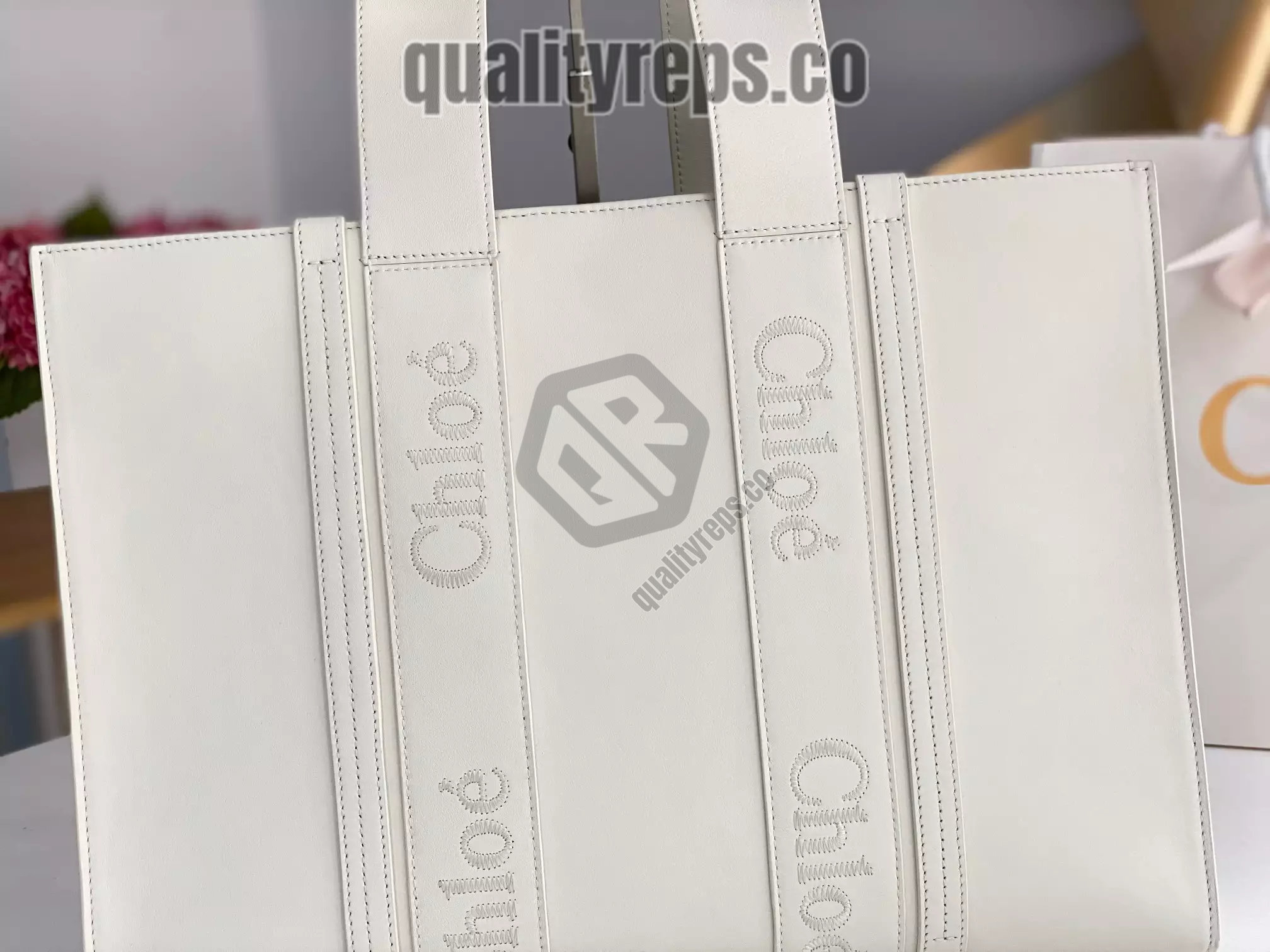 Chloé Large Woody Tote Bag White 6