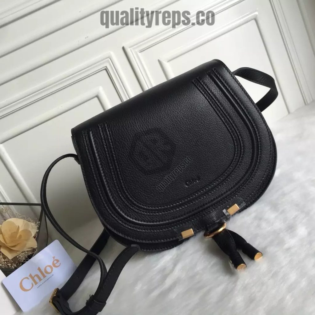 Chloé Marcie Black Medium Saddle Bag 3