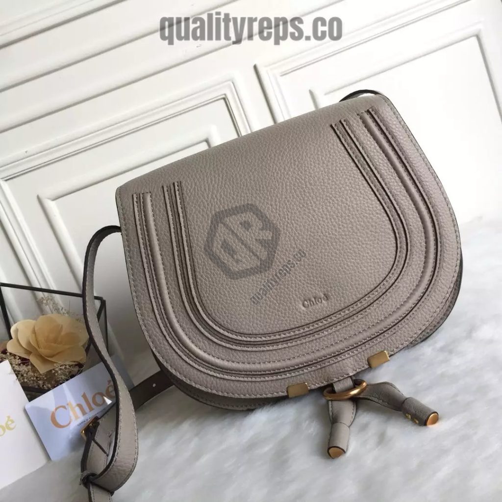 Chloé Marcie Cashmere Grey Medium Saddle Bag 3