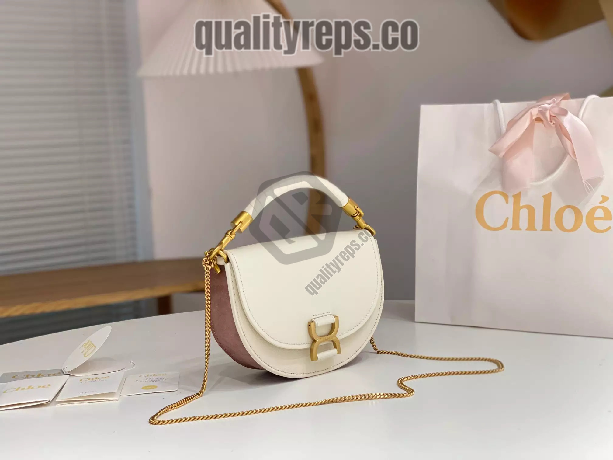 Chloé Marcie Chain Flap Bag in Misty Ivory 2