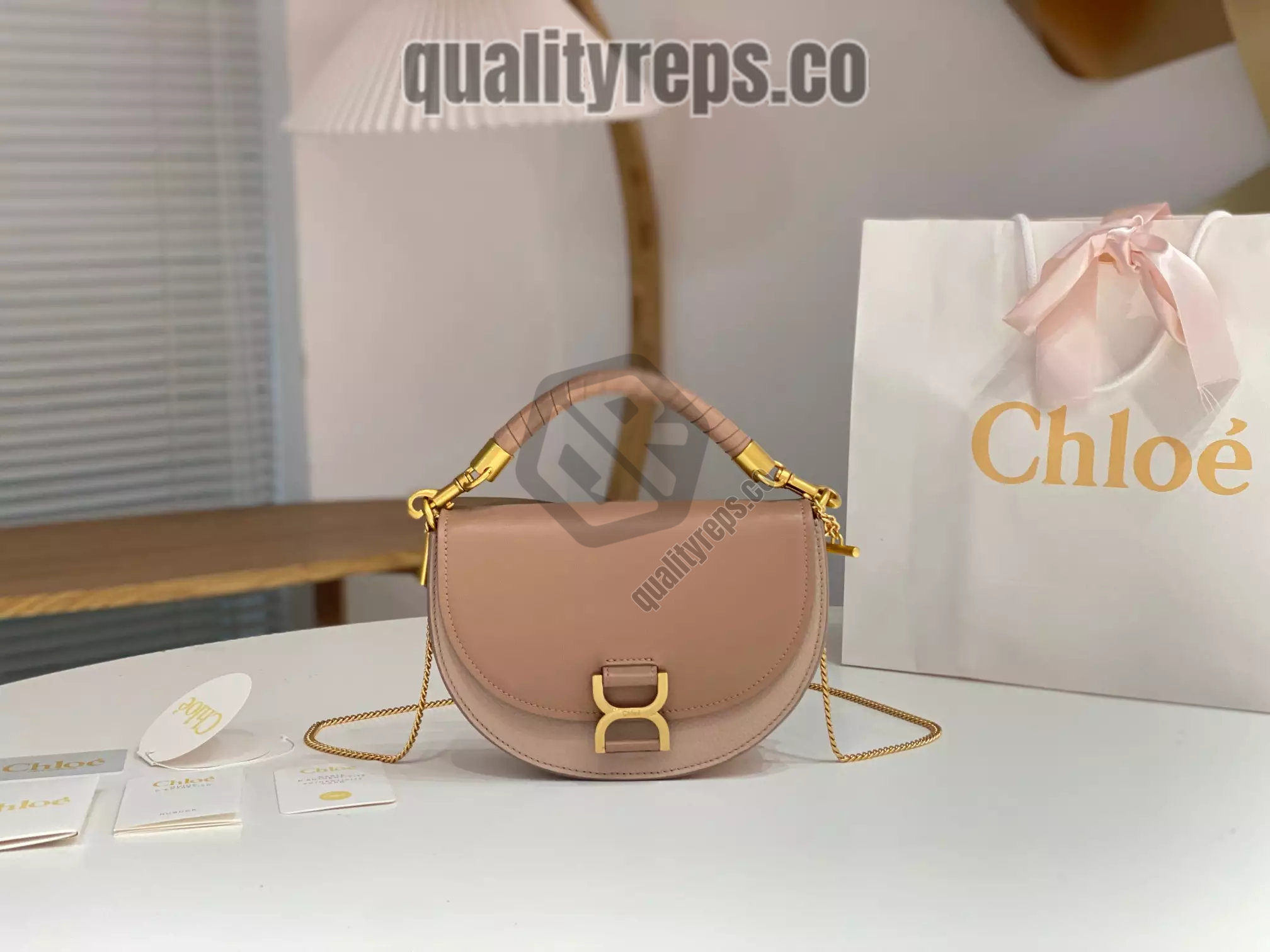Chloé Marcie Chain Flap Bag in Woodrose 2