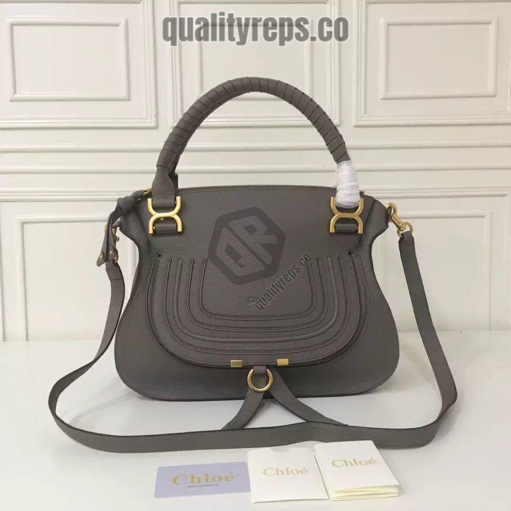 Chloé Marcie Elephant Grey Double Carry Bag 2