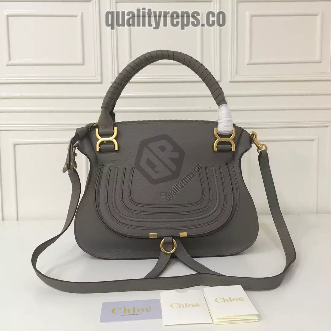 Chloé Marcie Elephant Grey Double Carry Bag 2